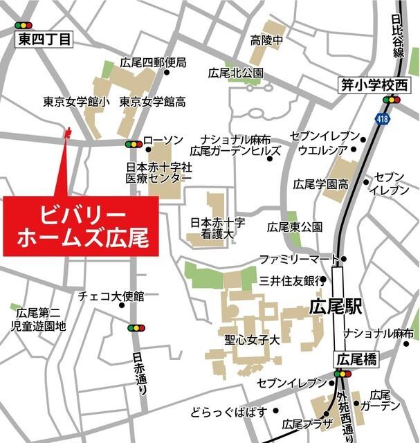 ビバリーホームズ広尾（302） 地形図・案内図