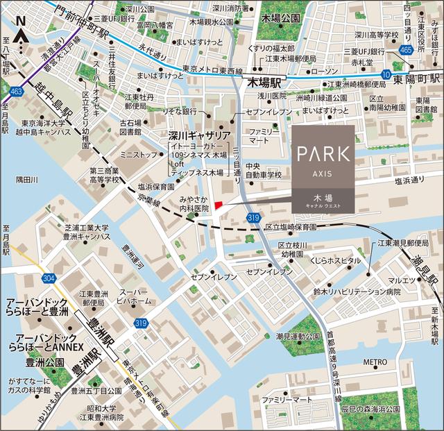 パークアクシス木場キャナル　ウエスト（902） 地形図・案内図