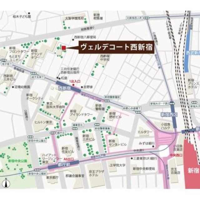 ヴェルデコート西新宿（803） 地形図・案内図
