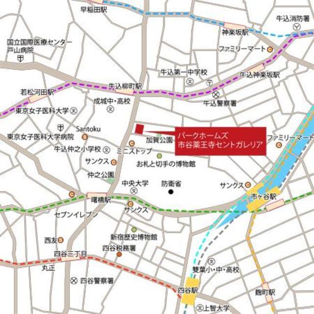 パークホームズ市谷薬王寺セントガレリア（503） 地形図・案内図