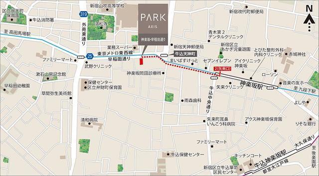 パークアクシス神楽坂・早稲田通り（601） 地形図・案内図