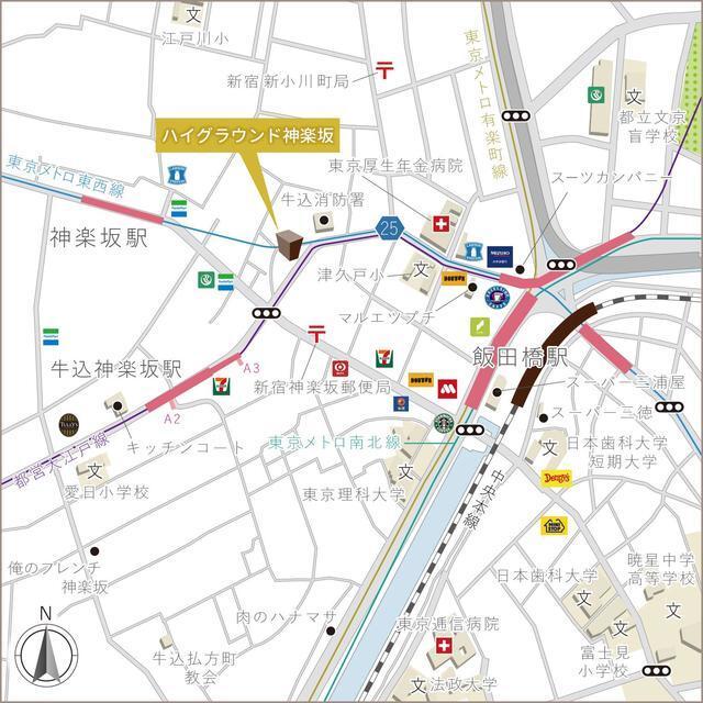ハイグラウンド神楽坂（101） 地形図・案内図