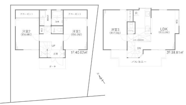 世田谷区祖師谷六丁目戸建て 間取り図画像