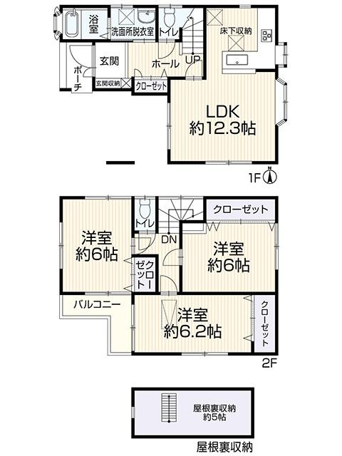 足立区六月　リフォーム戸建て 間取り図画像