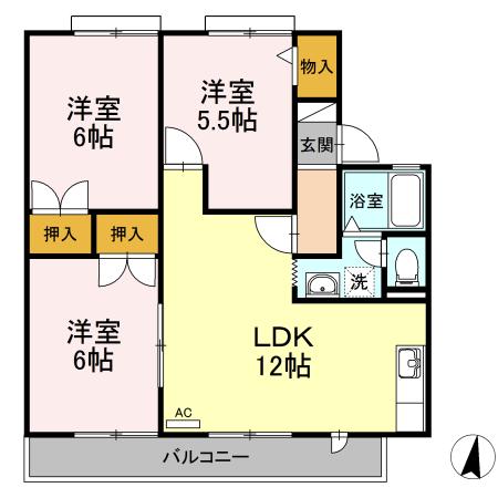 パインハイム　Ｂ（206） 間取り図画像