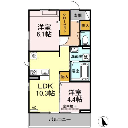 ヴィルセインビル（206） 間取り図画像