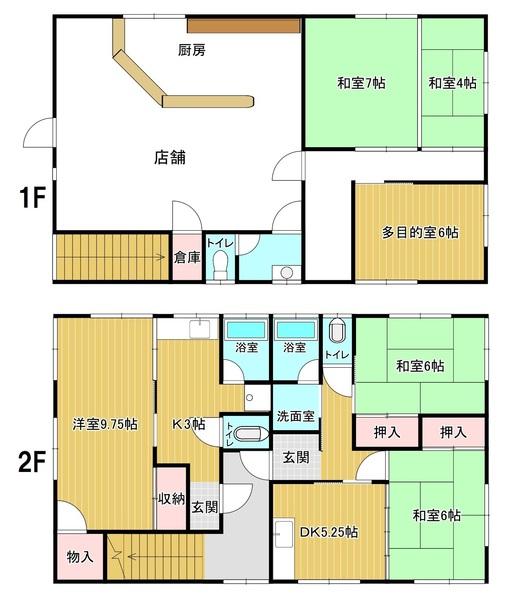 吉見本町二丁目店舗付アパート 間取り図画像