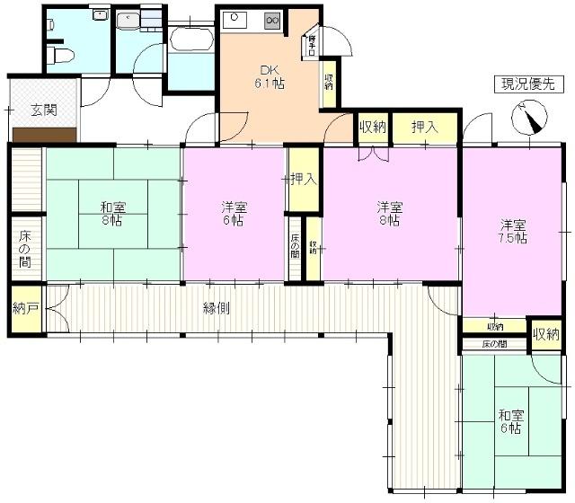 稲里町田牧貸家 間取り図画像
