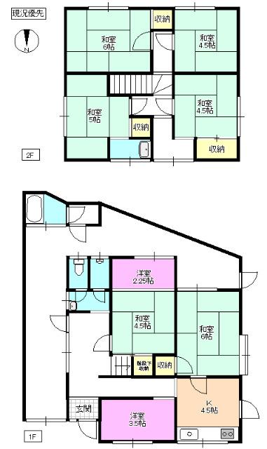 松本市本庄一戸建 間取り図画像