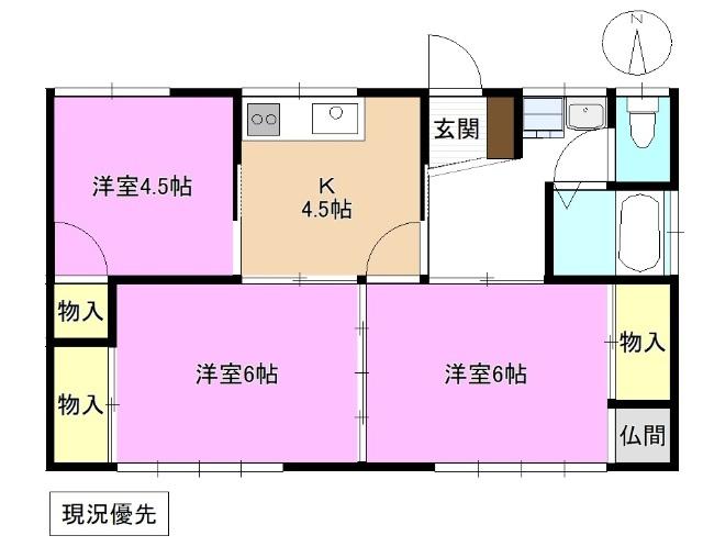 金和連棟　中棟 間取り図画像