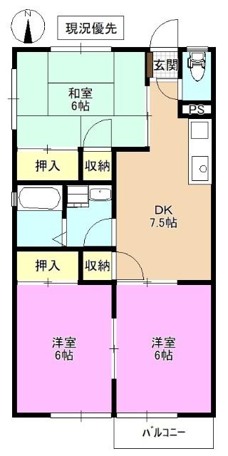 西沢コーポ　Ｂ棟 間取り図画像