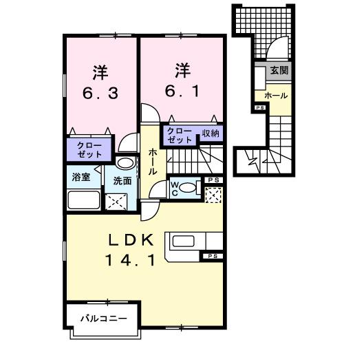 ヴィラミニョン（201） 間取り図画像