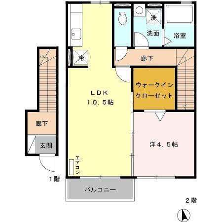 ローズコート･カノン Ⅱ　Ａ/Ｂ（B202） 間取り図画像