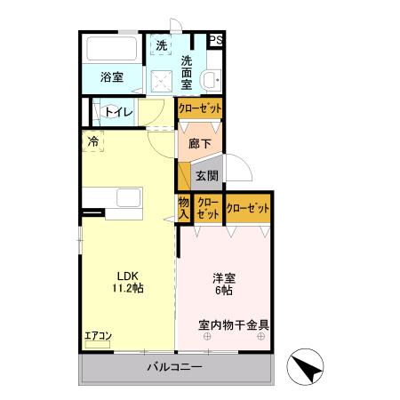 レグラス稲里Ｆ（1-D） 間取り図画像