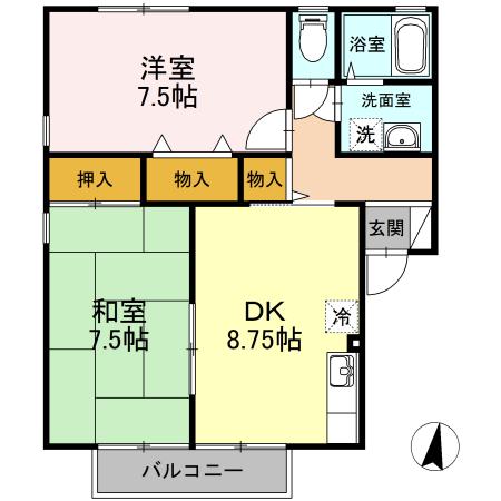 ロイヤル・ウイング　Ｂ（202） 間取り図画像