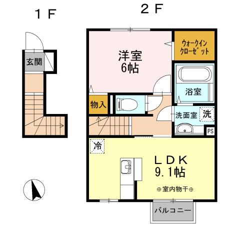コンフォルタ野溝（201） 間取り図画像