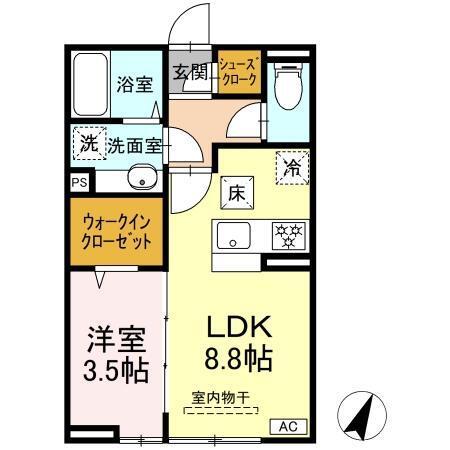 (仮称)D-ROOM 笹賀（103） 間取り図画像