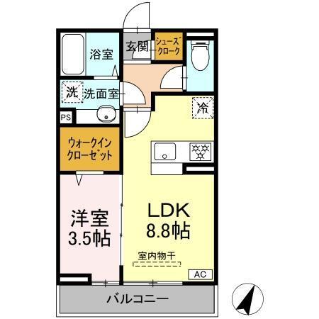 (仮称)D-ROOM 笹賀（203） 間取り図画像