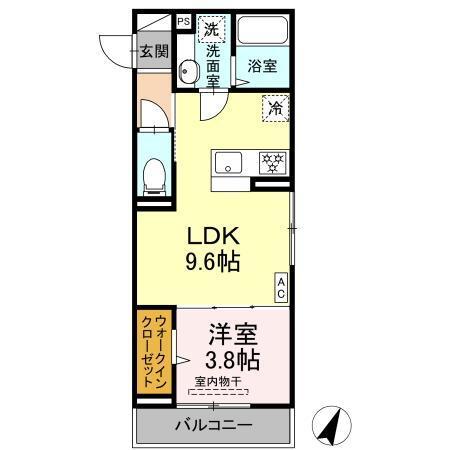 (仮称)D-ROOM 笹賀（201） 間取り図画像