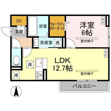 GRAND D-ROOM里山辺（101） 間取り図画像