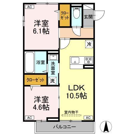 GRAND　D-ROOM　村井北（206） 間取り図画像