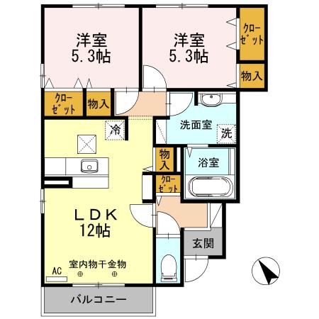 レザン・ガーデン　Ｄ（102） 間取り図画像