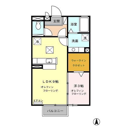 サンパティーク上田原　Ａ/Ｂ（B105） 間取り図画像