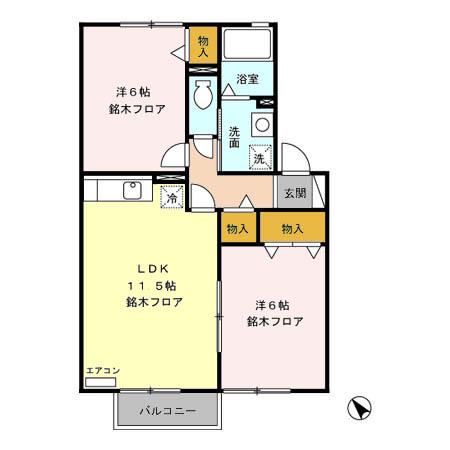 セジュール上徳間　Ａ/Ｂ（A202） 間取り図画像
