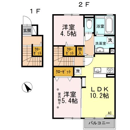 セジュール上徳間　Ｃ（202） 間取り図画像