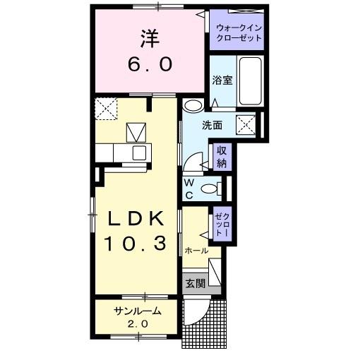 ソレイユ　フルール（101） 間取り図画像