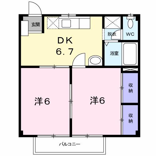 ファミールひまわり　Ａ（202） 間取り図画像
