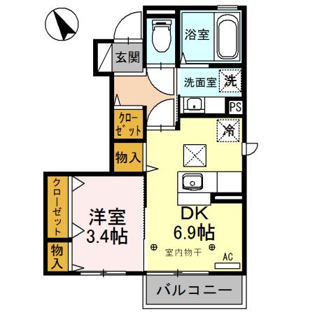 Ｊ-Ｒｏｏｍ☆妃　弐番館（101） 間取り図画像