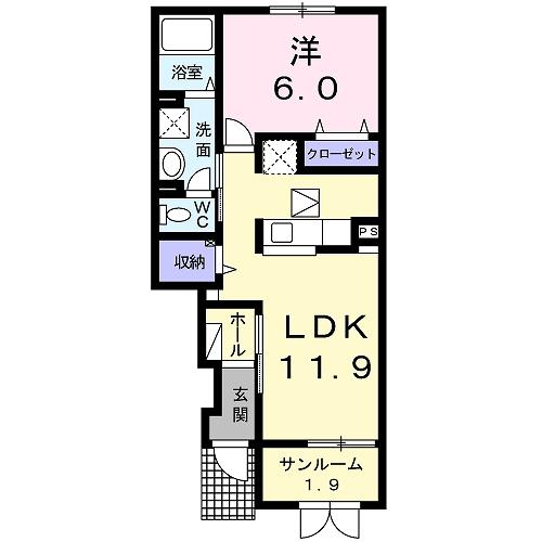 リブ　ブライト　パークＡ（102） 間取り図画像