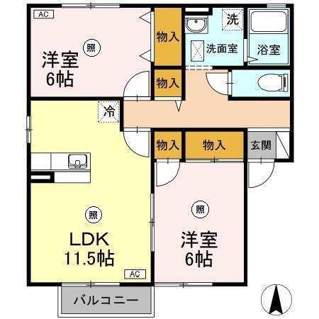 パティオ　I棟（I201） 間取り図画像