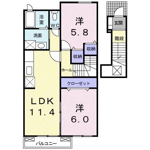 メイプルビュ−・プラッツＡ（202） 間取り図画像