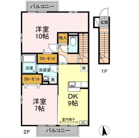 クラウン　ヒル　Ｃ（202） 間取り図画像