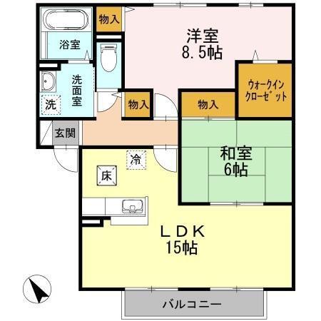 セジュールのぞみ　Ⅰ棟（Ⅰ102） 間取り図画像