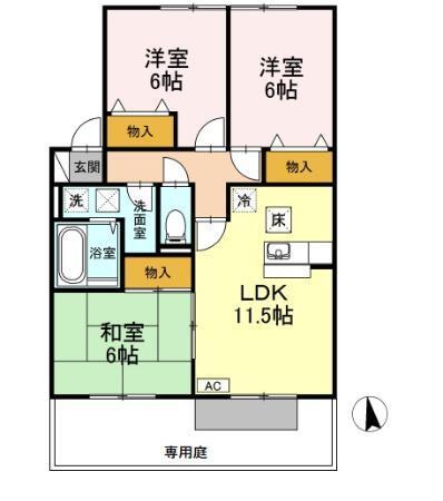 パティオ　H棟（H101） 間取り図画像