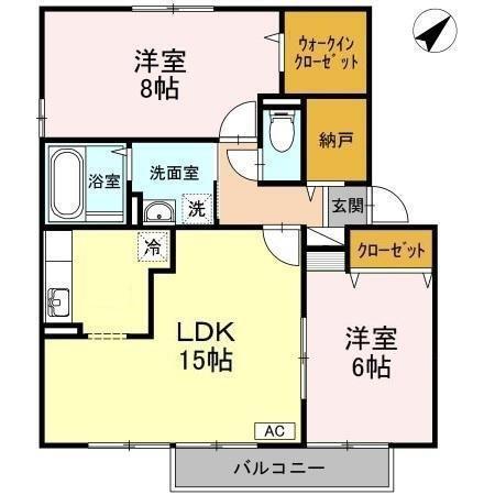 セジュールのぞみ　Ⅱ棟（Ⅱ102） 間取り図画像