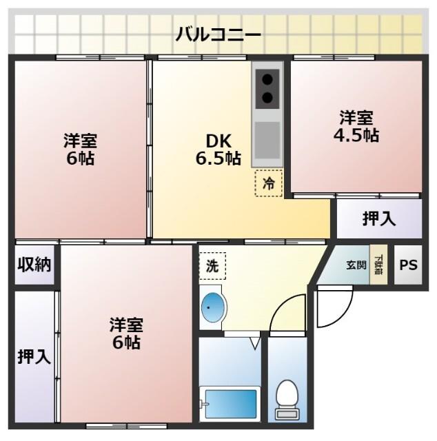 ヴィラナリー新山1号棟（501） 間取り図画像