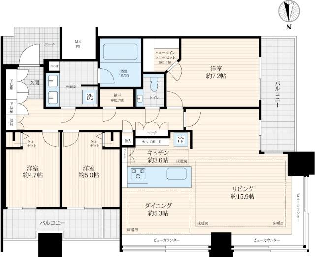 パークタワー横浜ステーションプレミア（1101） 間取り図画像