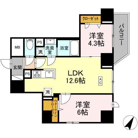 K.H.Mビル（302） 間取り図画像