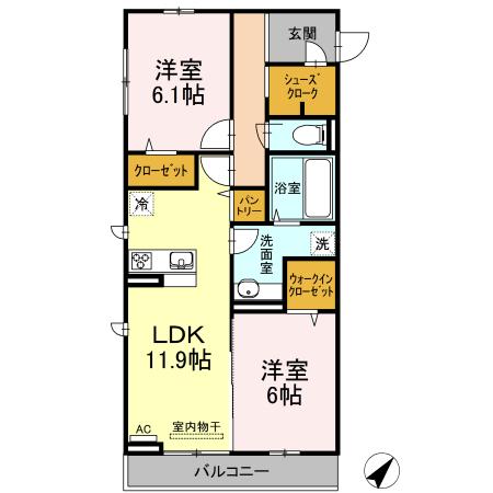 Regulus (ﾚｸﾞﾙｽ)　A棟（205） 間取り図画像
