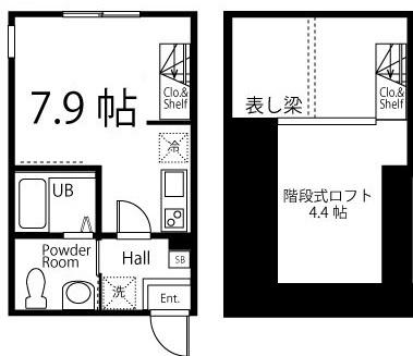 横浜市中区鷺山アパート 間取り図画像