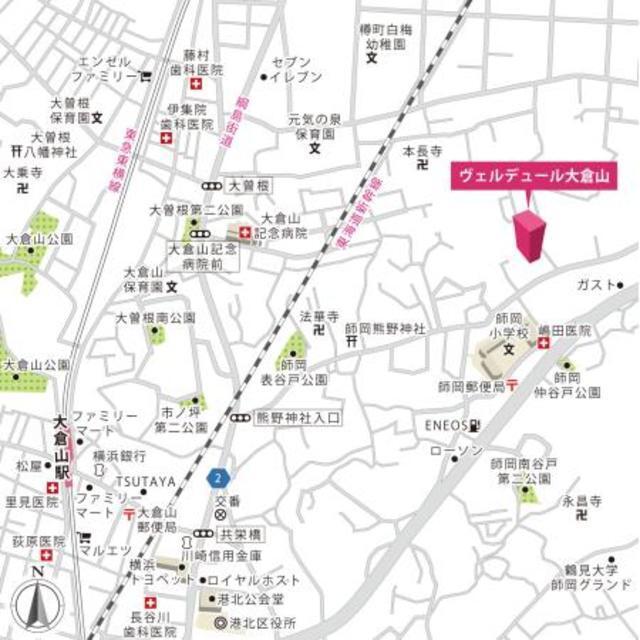 ヴェルデュール大倉山（107） 地形図・案内図