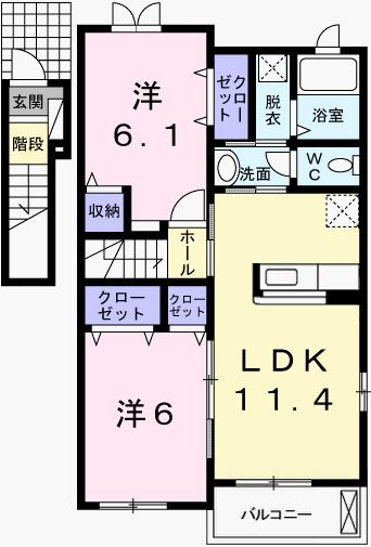 ハマナスⅡ（201） 間取り図画像