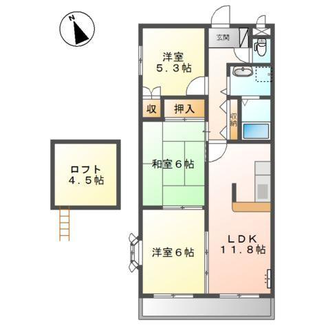 グリーンハイツ大塩Ⅱ 間取り図画像