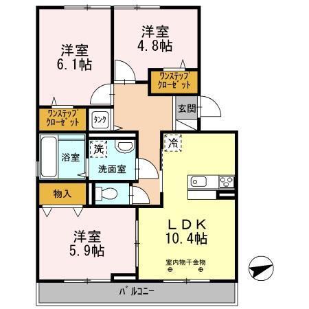セジュールアカネ　B棟（B205） 間取り図画像