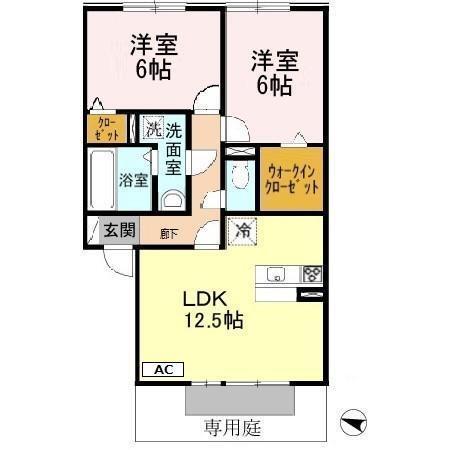 パインハイツ　Ａ棟（102） 間取り図画像