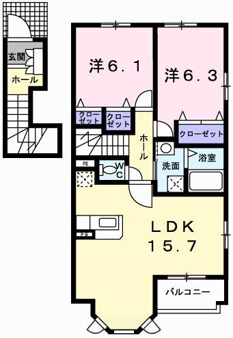 トリノ　フルートＢ（201） 間取り図画像